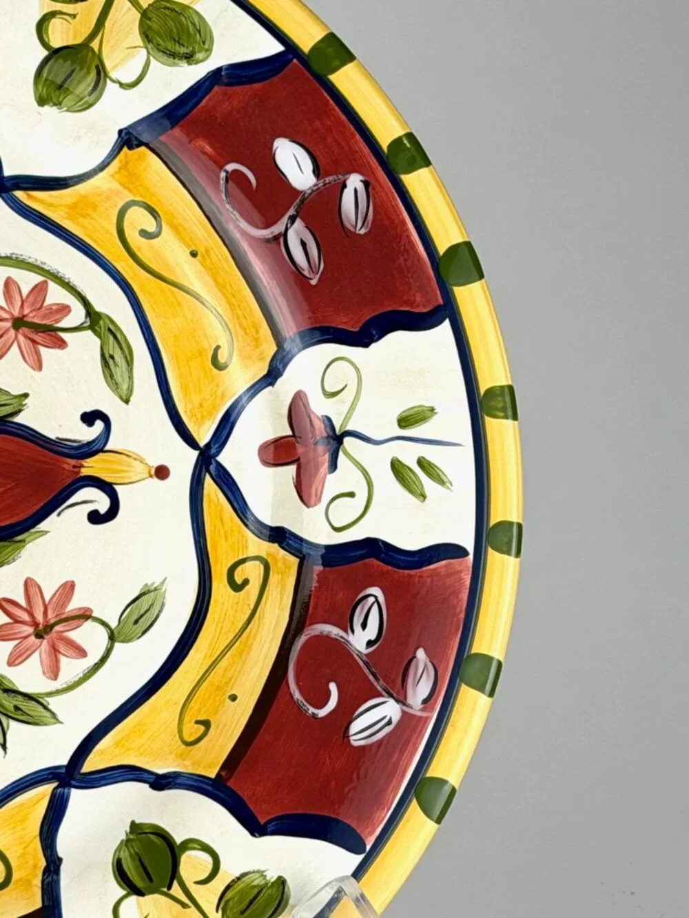 Pier 1 Vallarta Hand Painted Earthenware Serving Platter, 13 Inch Round Plate